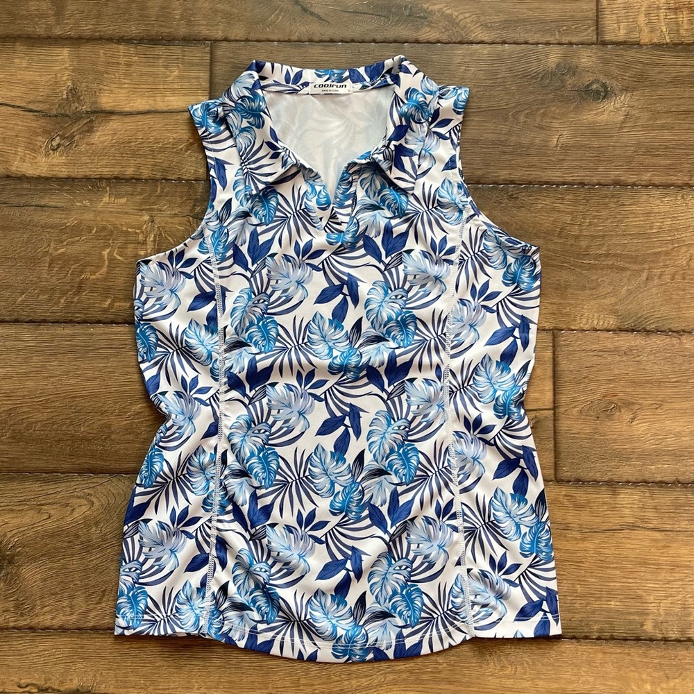 Floral Blue Sleeveless Top